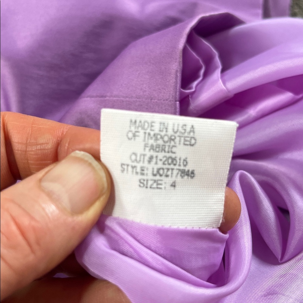 David Meister Glossy Lavender Lilac Purple Cotton Blend stretch satin Sheath sz4 - Picture 9 of 10